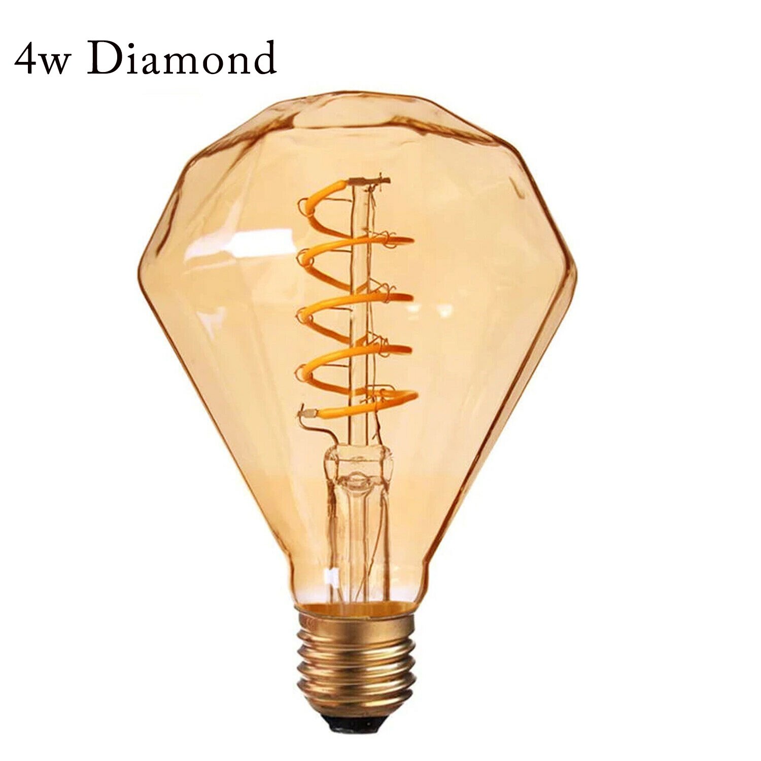 LED Soft Light Diamond E27 4W Filament Glass bulb with warm white light, showcasing a unique heart-shaped filament design.